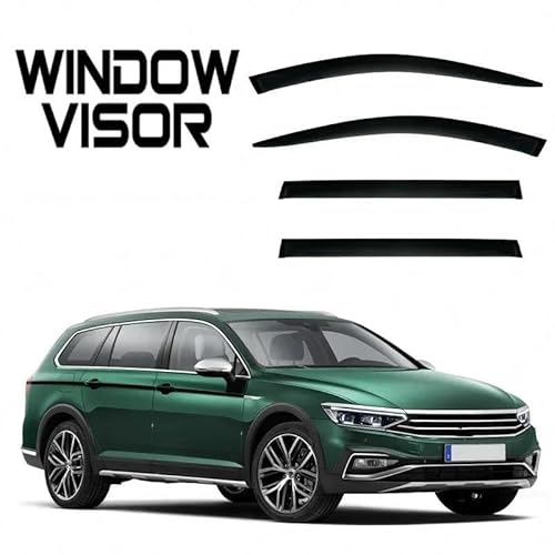 Seitenscheiben-Windabweiser Regenbekleidung Fenster Sonnenblende Sonne Regen Rauch Fenster Wind Für VW Für Passat Alltrack B8 Fensterverkleidung Auto Regenabweiser(Schwarz) von SQIFBA