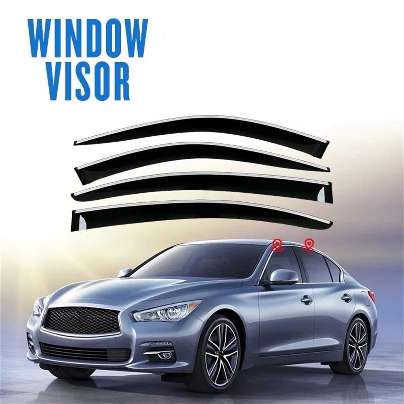 Seitenscheiben-Windabweiser Tür Visier Für Infiniti Für Q50 Q50S V37 2013-2022 Auto Fenster Visier Vent Wind Visiere Regen Schutz Schatten Auto Regenabweiser(PC Stainless Steel) von SQIFBA