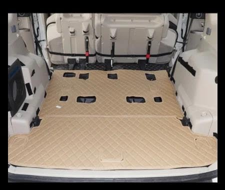 Auto Leder Kofferraummatten Benutzerdefinierte Für Mitsubishi Für Pajero V97 V93 V73 12-18Car Custom Auto Stamm Matten wasserdichte Boot Teppiche Auto Zubehör Kofferraumwanne(Beige 2-Piece) von SQRHDF