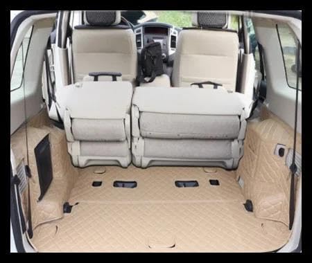 Auto Leder Kofferraummatten Benutzerdefinierte Für Mitsubishi Für Pajero V97 V93 V73 12-18Car Custom Auto Stamm Matten wasserdichte Boot Teppiche Auto Zubehör Kofferraumwanne(Beige4-piece) von SQRHDF