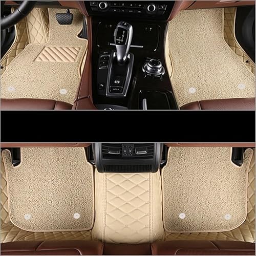 Fußmatte Pkw Auto-Fußmatten Für Benz A-Klasse W176 2013–2017 2018 2019 Doppelschichtige Auto-Fußpolster Individueller Teppich-Innenraum Auto Leder Fussmatten(Beige-Beige) von SQRHDF