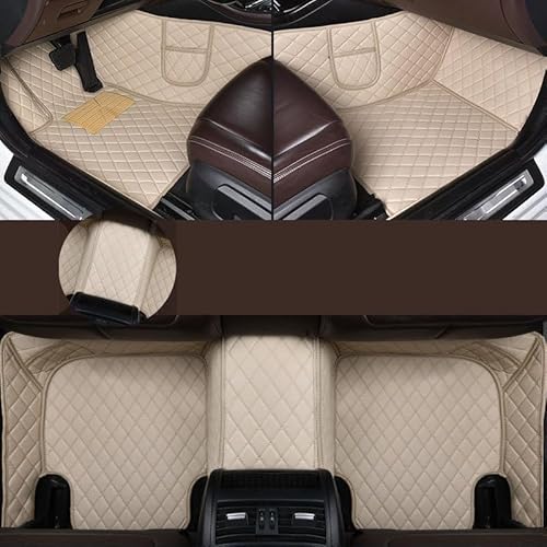 Fußmatte Pkw Auto-Fußmatten Für Hyundai Für Tiburon 2004–2006, Verbesserte Version, Fußmatten, Zubehör, Teppiche Auto Leder Fussmatten(Warm Beige) von SQRHDF