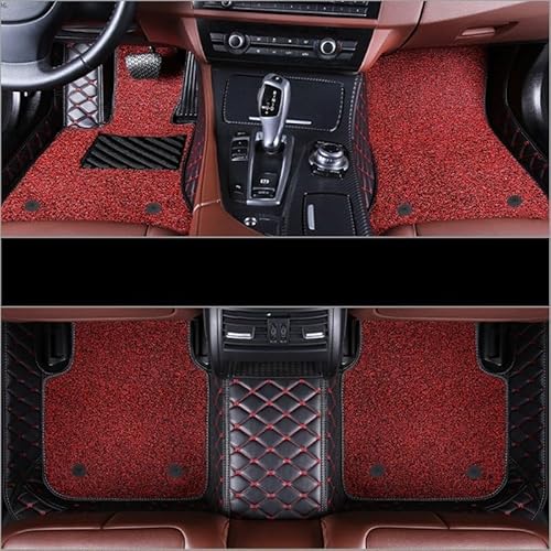 Fußmatte Pkw Auto Fußmatten Für Maserati Für Ghibli 2014 2015 2016 2017 2018 Doppel Schicht Auto Fuß Pads Benutzerdefinierte Teppich Innen Auto Leder Fussmatten(Black-Red-Red) von SQRHDF