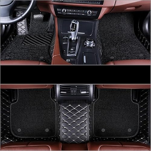 Fußmatte Pkw Auto Fußmatten Für Maserati Für Quattroporte 2013-2016 2017 Doppel Schicht Auto Fuß Pads Benutzerdefinierte Teppich Innen Auto Leder Fussmatten(Black-Beige-Black) von SQRHDF