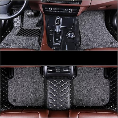 Fußmatte Pkw Auto Fußmatten Für Maserati Für Quattroporte 2013-2016 2017 Doppel Schicht Auto Fuß Pads Benutzerdefinierte Teppich Innen Auto Leder Fussmatten(Black-Beige-Grey) von SQRHDF