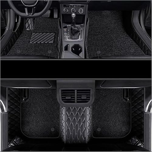 Fußmatte Pkw Auto Fußmatten Für Maserati Für Quattroporte 2013-2016 2017 Doppel Schicht Auto Fuß Pads Benutzerdefinierte Teppich Innen Auto Leder Fussmatten(Black-Black) von SQRHDF