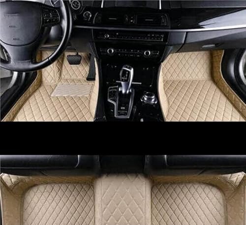 Fußmatte Pkw Auto-Fußmatten Für VW Für TIGUAN 2009–2014 2015 2016, Individuelle Auto-Fußpolster, Auto-Teppichbezug Auto Leder Fussmatten(LHD BEIGE) von SQRHDF