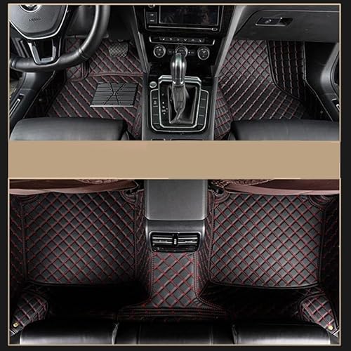 Fußmatte Pkw Full Surround Custom Diamond Checkered Auto-Fußmatte Für Aston Für Martin DBS Für Vantage Auto Parts Auto Leder Fussmatten(Schwarz Rot) von SQRHDF