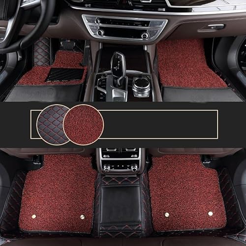 Fußmatte Pkw Rechtslenker Custom Double Layer Auto Bodenmatte Für Toyota GT86 2012 2013 2014 2015 2016 2017 2018 2019 2020 Autoteppich Auto Leder Fussmatten(Black red red Coil) von SQRHDF