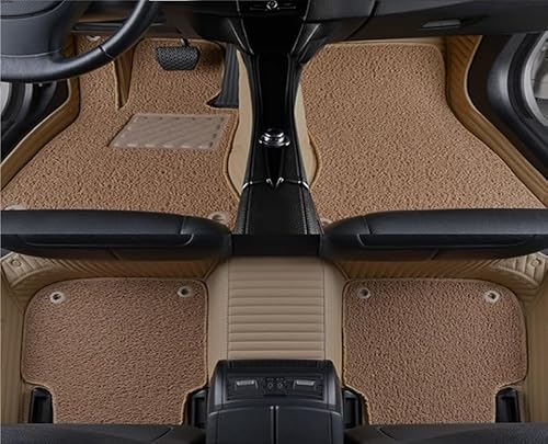 Fußmatte Pkw Zweischichtige Gestreifte PU-Leder-Auto-Bodenmatte Für G12 Lange 7er-Serie 2015–2022, Innen-Autozubehör-Teppich Auto Leder Fussmatten(Style 5) von SQRHDF