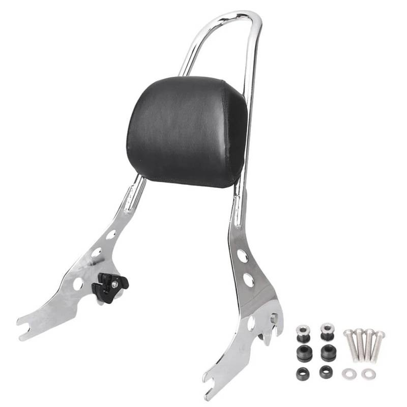 Gepäckträger Motorrad Hinten Sissy Bar Rückenlehne Gepäck Rack Fleck W/Pad Für Davidson Für Straße 500/750 2015 2016 2017 Chrom/schwarz Motorrad Hinten Gepäckträger(Silber) von SQTGJJJ