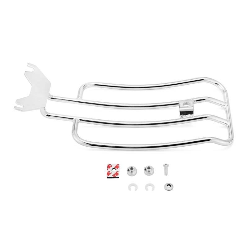 Gepäckträger Motorrad Solo Sitz Gepäck Rack Halterung Chrom Für Softail Für Breakout FXBR/FXBRS/für Fat Boy 2013-2024 Motorrad Hinten Gepäckträger(Silber) von SQTGJJJ