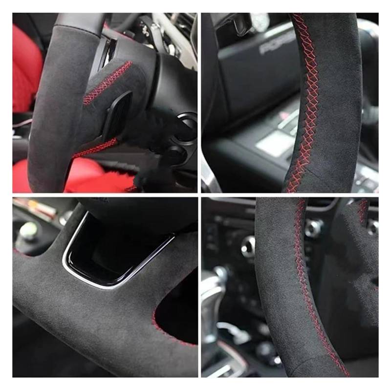 Lenkradbezug Auto Lenkrad Abdeckung Geflecht Hand Nähen Anti-Slip Carbon Faser Leder Für Golf 6 Mk6 Für VW Für Polo Mk6 Auto Zubehör Auto Lenkradabdeckung(Red Thread) von SQYHGJ