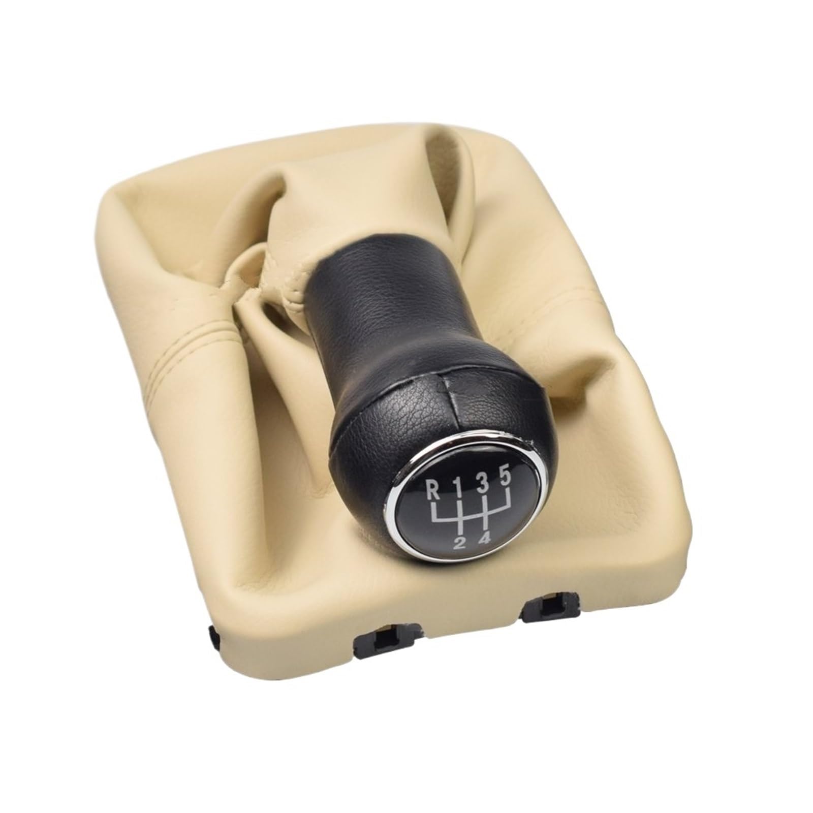 Auto Schaltknauf Für VW Für Käfer Für Cabrio 1998-2010/Manuell 5 Geschwindigkeit Getriebe Stick Schaltknauf Leder Boot Schaltknaufabdeckung(5 Speed Beige) von SRESSKGA