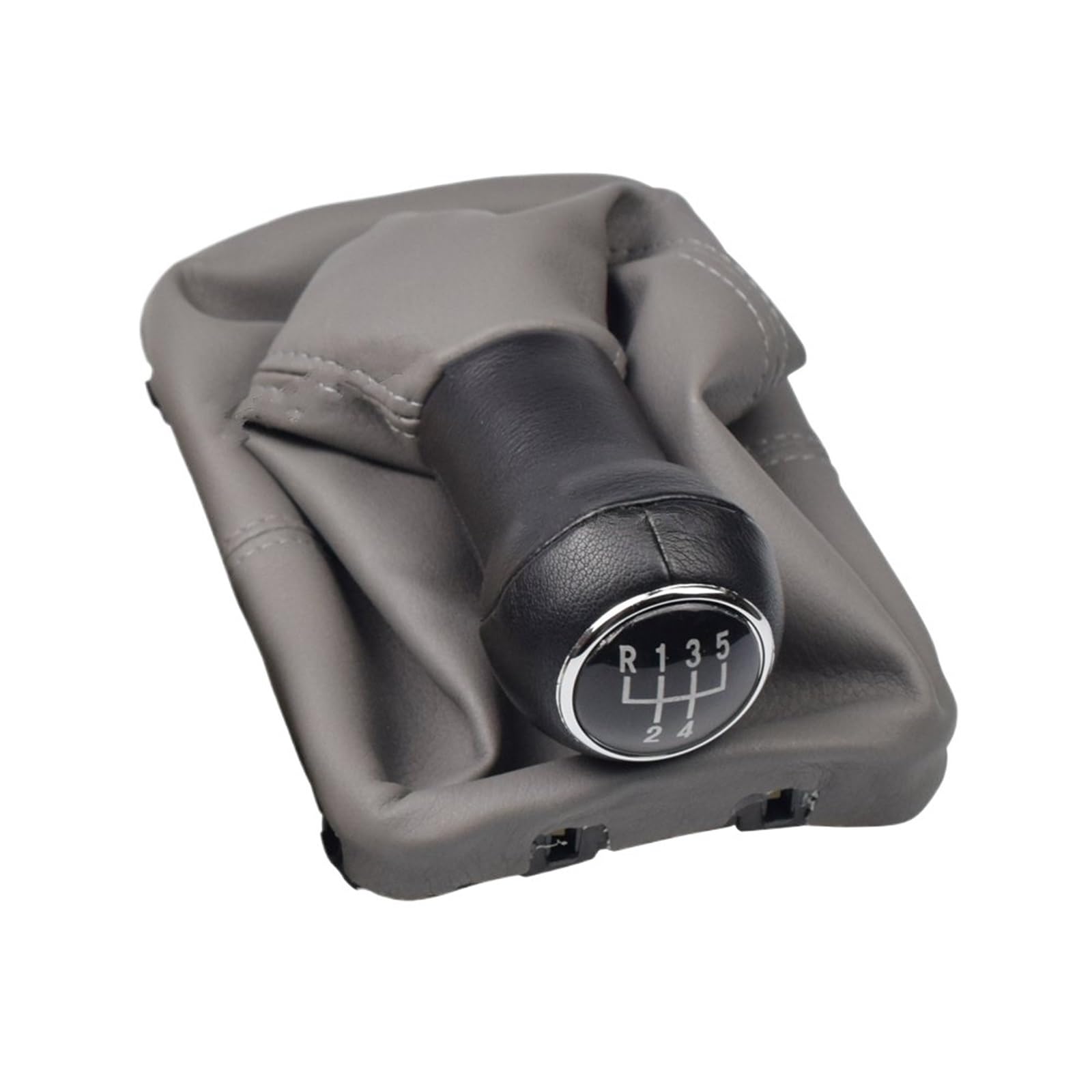 Auto Schaltknauf Für VW Für Käfer Für Cabrio 1998-2010/Manuell 5 Geschwindigkeit Getriebe Stick Schaltknauf Leder Boot Schaltknaufabdeckung(5 Speed Gray) von SRESSKGA