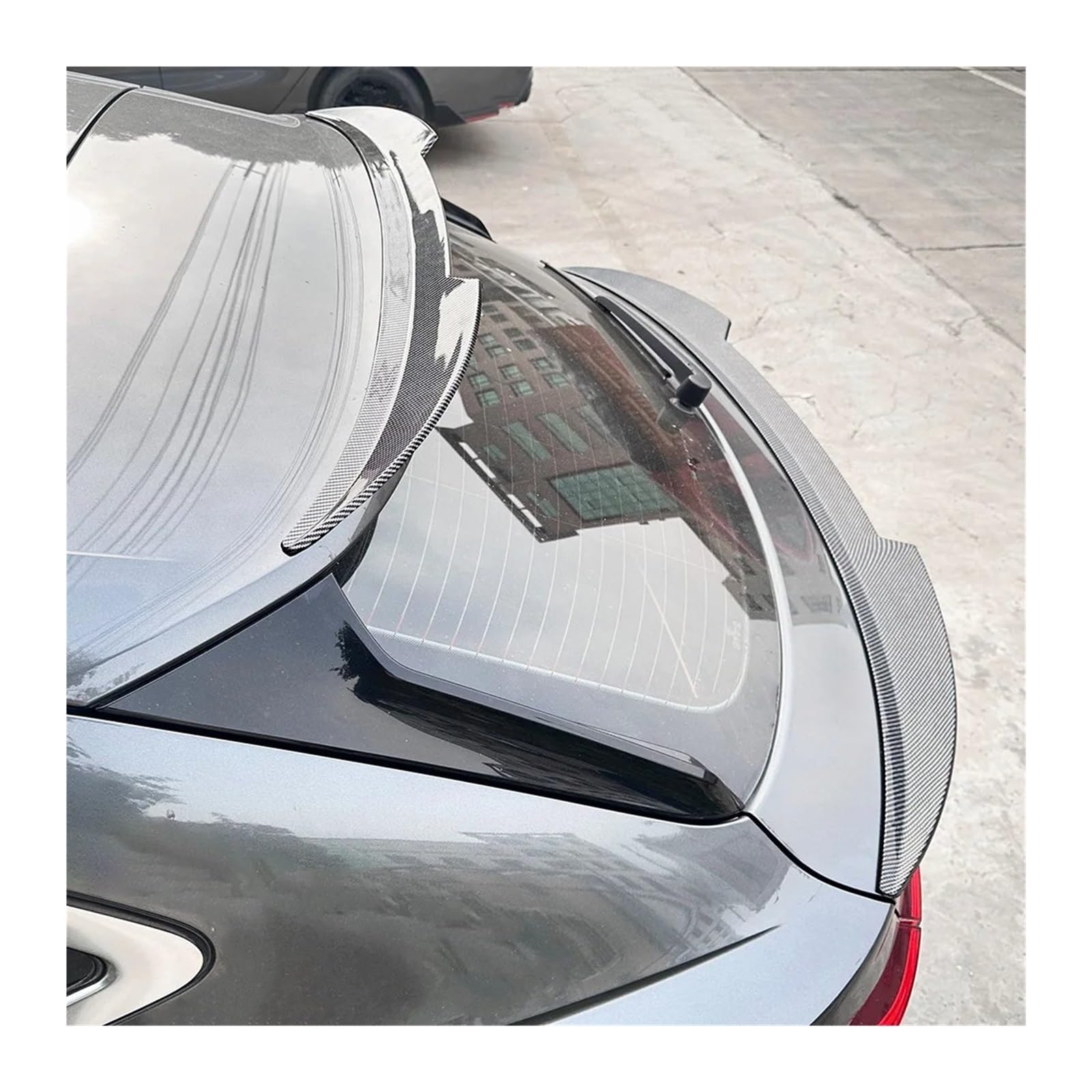 Auto Spoiler Für Q3 F3 Für Sportback 2019 + Auto Hinten Stamm Mitte Feste Splitter Dach Spoiler Lip Heckspoiler(A Set Carbon Look) von SRESSKGA