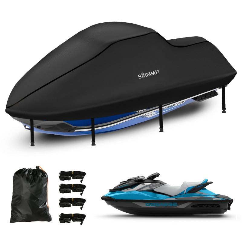 Bootsplane Wasserdicht,420D Oxford Gewebe Abdeckplanen für Jetski Boote,Bootspersenning Bootsabdeckung Persenning Schlauchboot Motorbootabdeckung,Outdoor UV,Hagelschutzplane Mit(schwarz) von SRIMMIT