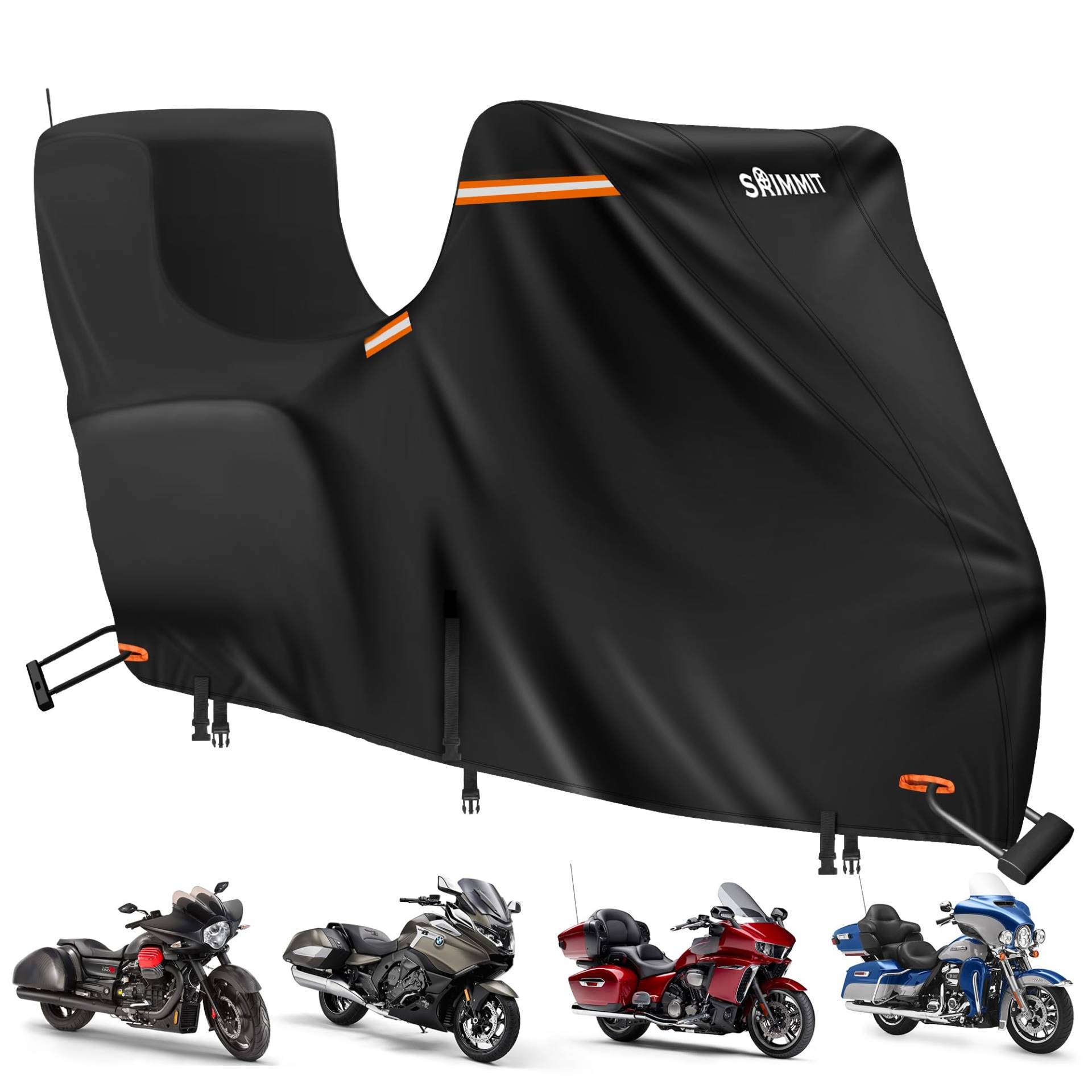 Motorradgarage Winterfest mit Side+Top Box,420D Oxford Motorrad Abdeckplane für Harley Davidson Touring Modelle, Outdoor UV, Regen Und Staub Schutz Deluxe Edition von SRIMMIT