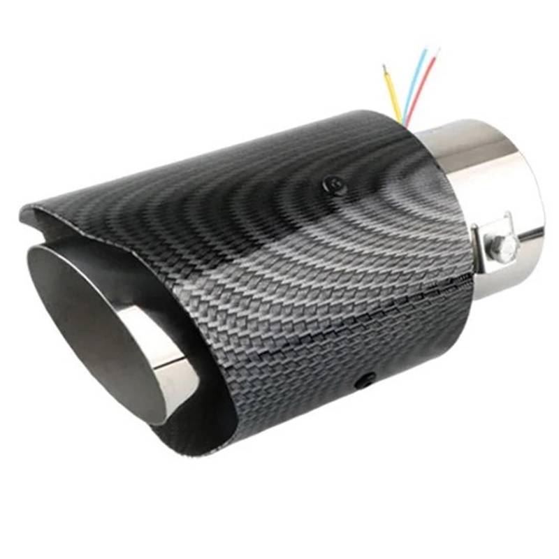 Schalldämpfer Endrohr Autozubehör Auspuff Schalldämpfer Universal LED Spitze Rohr Auto modifizierte Einzel Outlet Auspuffrohr Schwanz Endrohre(Rolled Edge) von SRKATI