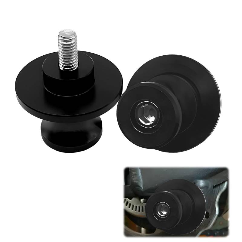 Motorrad Cnc Montageständer Racingadapter Bobbins Ständer Cnc Schwingenschutz Set 2 Stück M8 Ständeraufnahme Für Motorräder Aluminium Racingadapter 8mm Heckständer Spulen Schwarz Eloxiert Universelle von SRLWMYI