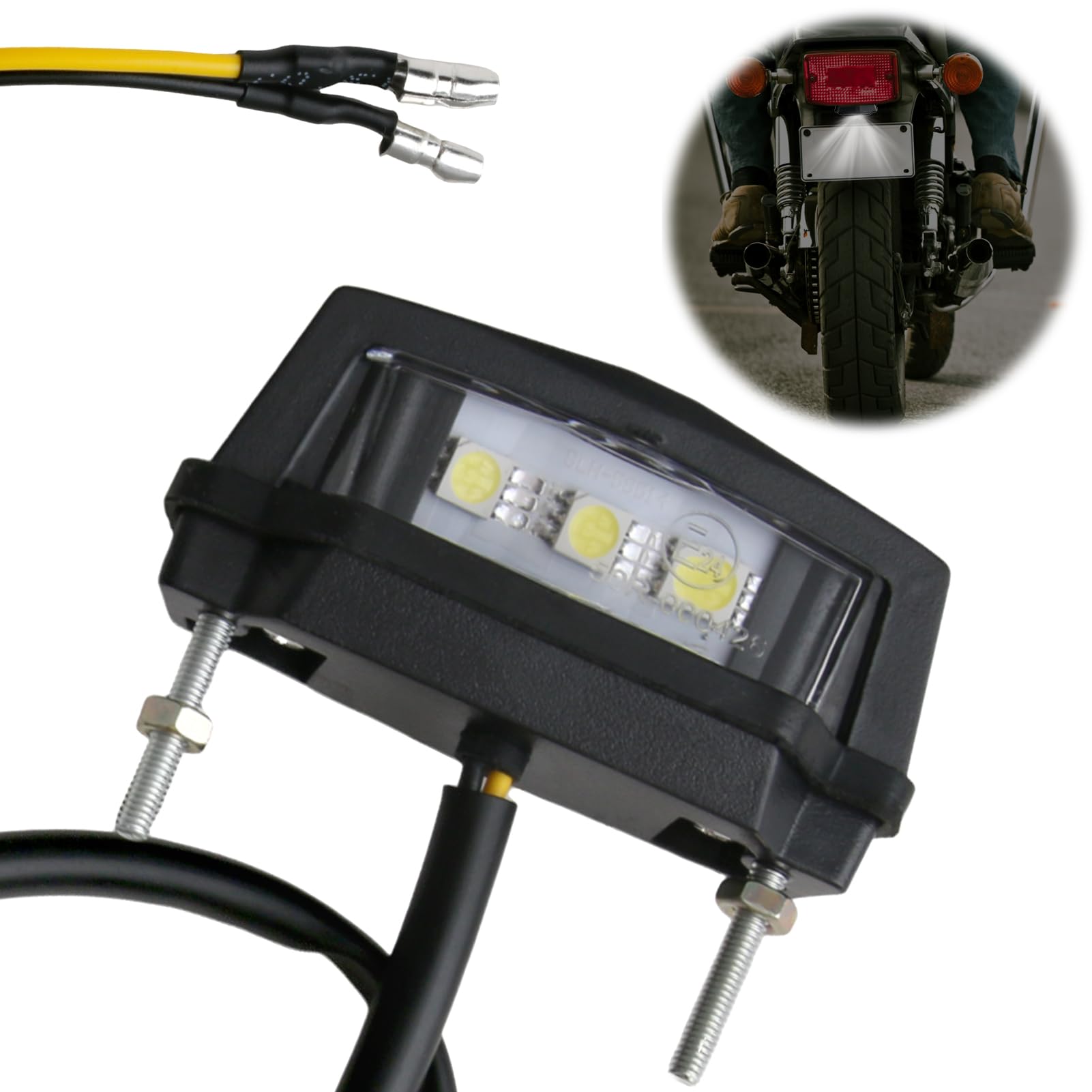 SRLWMYI LED Kennzeichenbeleuchtung Motorrad, E Geprüfte LED, für Motorrad Kennzeichen, Quad Roller Auto, IP67 Wasserdicht, Mini, Schwarz, Langlebige LED für Motorrad Auto Kennzeichenhalter von SRLWMYI