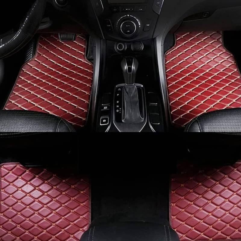 Auto FußMatten Für Hyundai iX35 2010-2015, Automatten Bodenmatte Allwetterschutz Fussmatten wasserdichte Und VerschleißFeste Interieur Zubehör,D/Wine-Red von SRNLWUNB