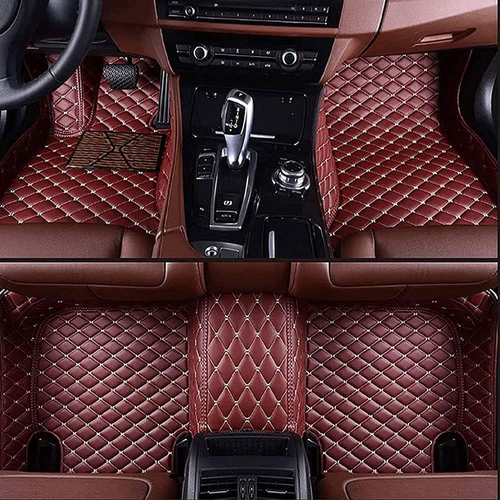 Auto Fußmatten FüR Jaguar XF 2016 2017 2018, All Inclusive Maßgeschneidert Leder Fussmatten Set wasserdichte Anti-Rutsch Schutz Innere ZubehöR, H/Winered von SRNLWUNB