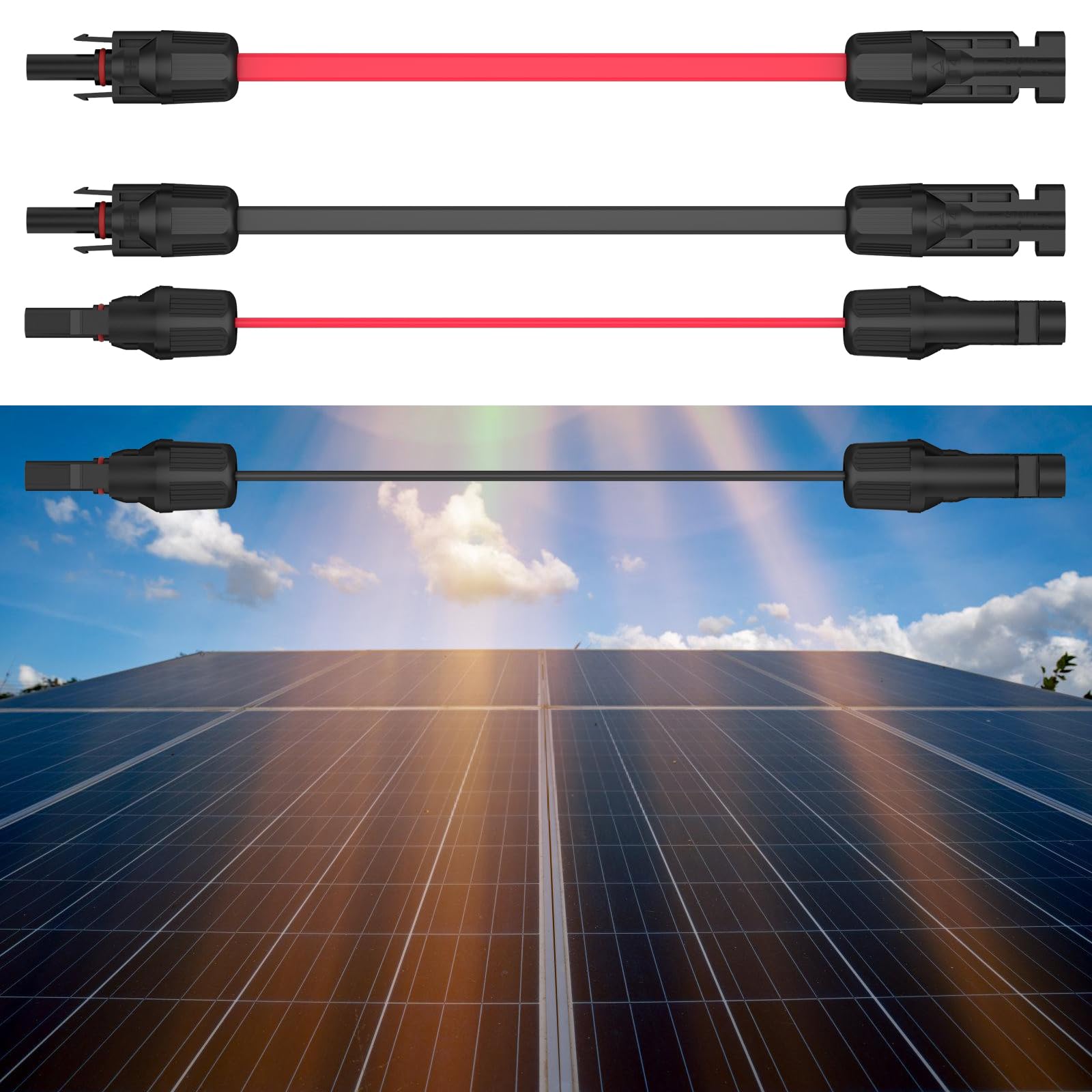 Solarkabel Fensterdurchführung 6mm² Flachkabel PV Kabel für Balkonkraftwerk 50cm, PV Solarkabel MC Fensterdurchführung Flexibel, 1 Paar von SROCHN