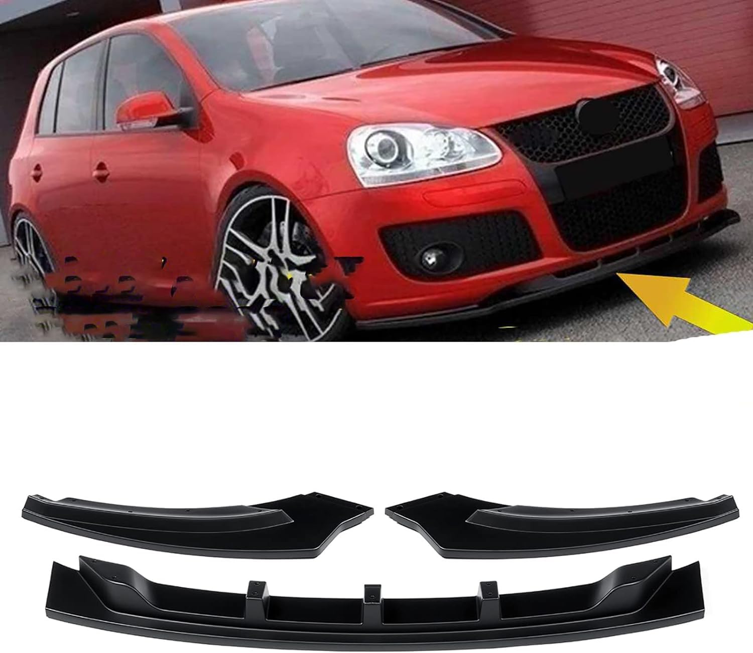 Auto Frontlippe Frontspoiler für V-W Golf 5 GTI 2003-2008,Front Stoßfängerlippe Unterem Splitterblatt-Körperkit,Diffusor Körper Kinnschutz Styling Antikollisions Zubehör von SSCOR