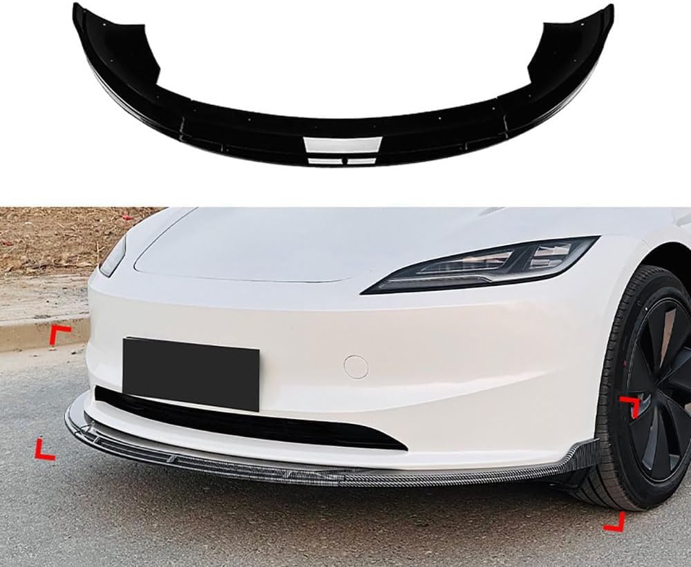 Auto Frontspoiler Für T-esla Model 3 2024+,FrontstoßStange Diffusor Umlenker Spoilerlippe,Front Bumper Splitter Kit,Body Antikollisions Protector,B/Glossy Black von SSCOR