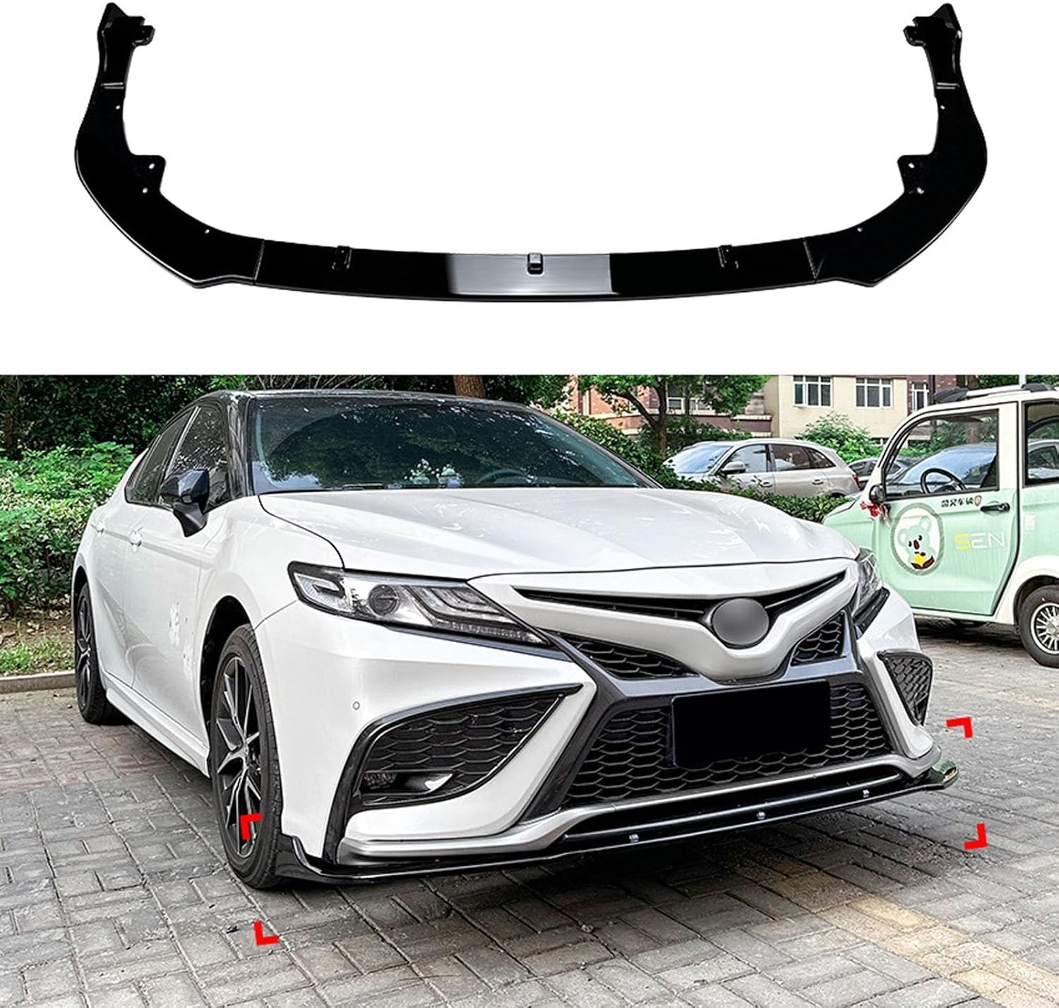 Auto Frontspoiler Für T-oyota Camry XV70 2021 2022,FrontstoßStange Diffusor Umlenker Spoilerlippe,Front Bumper Splitter Kit,Body Antikollisions Protector,B/Glossy Black von SSCOR