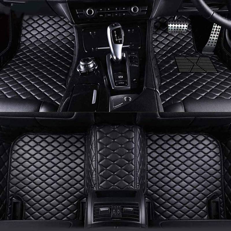 Auto FußMatten Leder Fussmatten Set FüR Genesis G70 2018-2021 2022 2023, Vorne Hinten Automatten wasserdichte Anti-Rutsch FußMatte Bodenmatte Protector ZubehöR,A/Black von SSIMOO