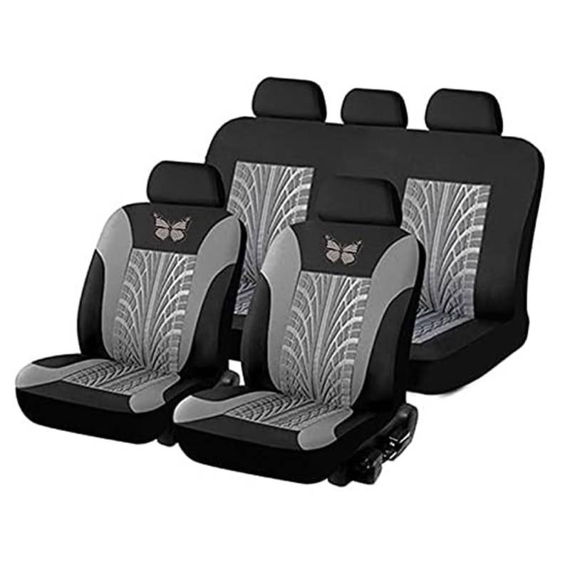 Sitzbezüge Auto Set Autositzbezüge für Peugeot 2008 2014-2023, Vorne Und Hinten Auto-Schonbezüge Stoff Sitzbezug Innenraum Zubehör,B/Gray von SSIMOO