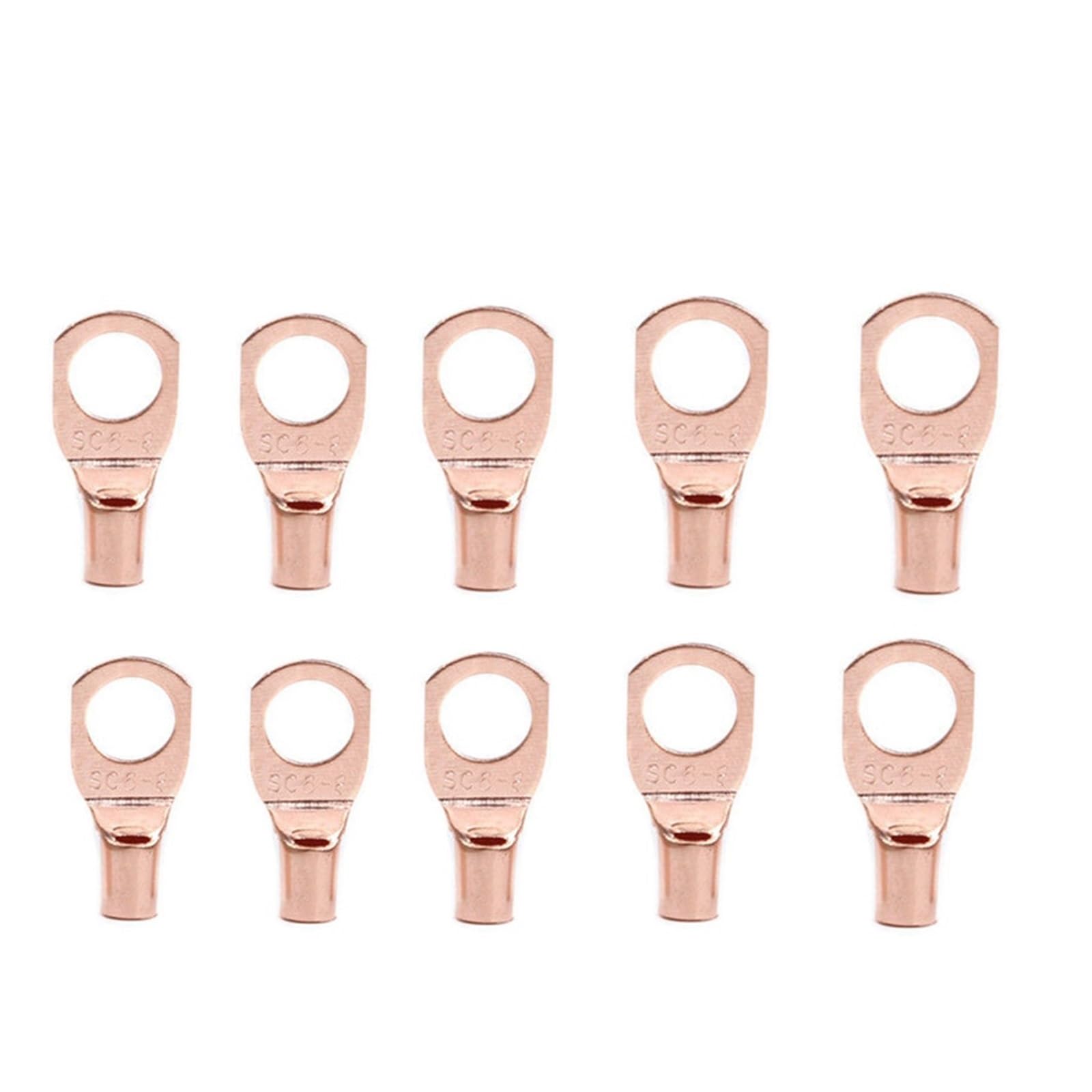 100/50pcs Copper Lug Ring Wire Connectors Cable Crimp Terminal SC6-6 SC6-8 SC10-6 SC10-8 SC16-6 SC16-8 SC25-6(SC6-8,Taglia unica) von SSOPTMCB