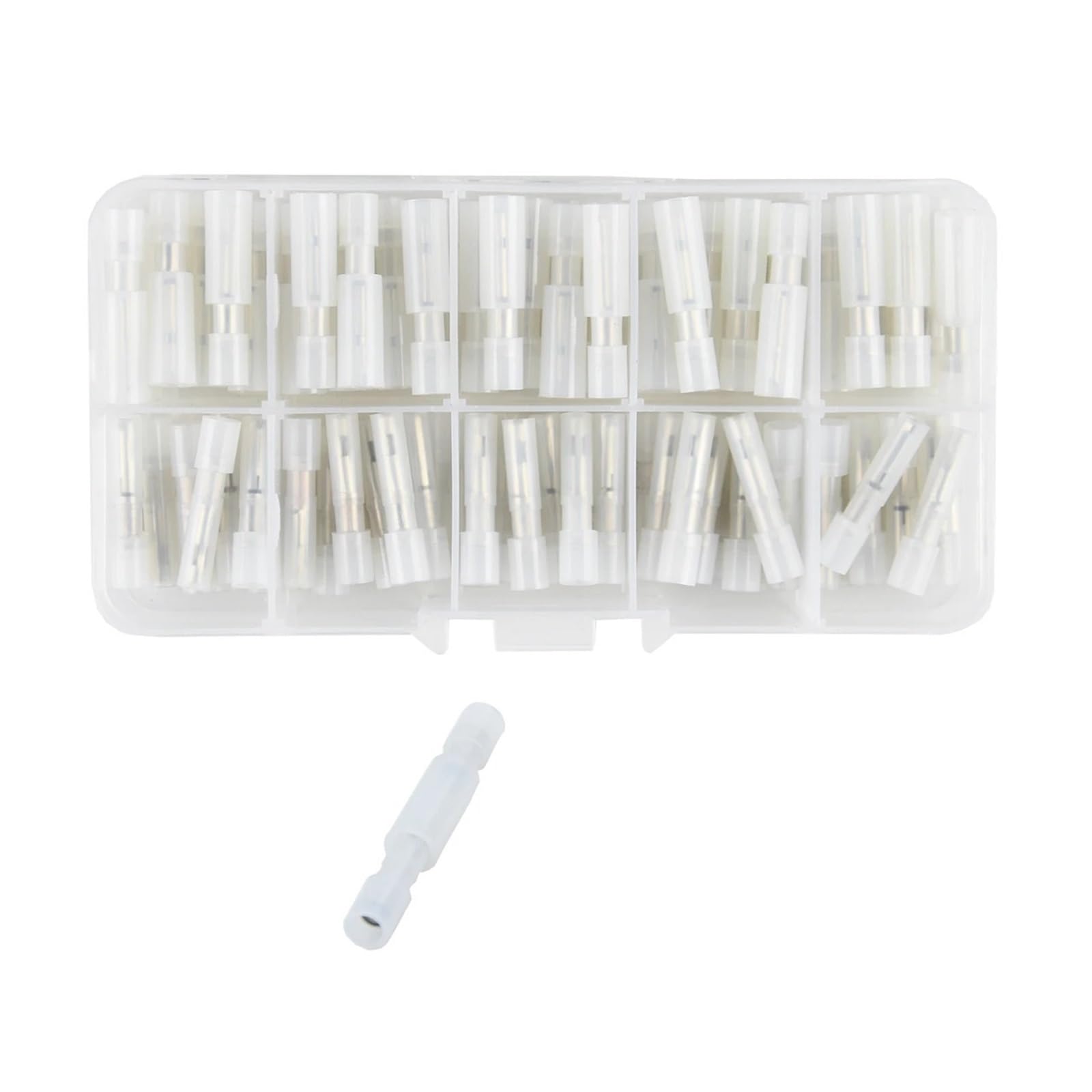 100PCS White Butt Connectors, Fully Insulated Male/Female Wire Connectors, Crimp Terminals 22-18AWG von SSOPTMCB