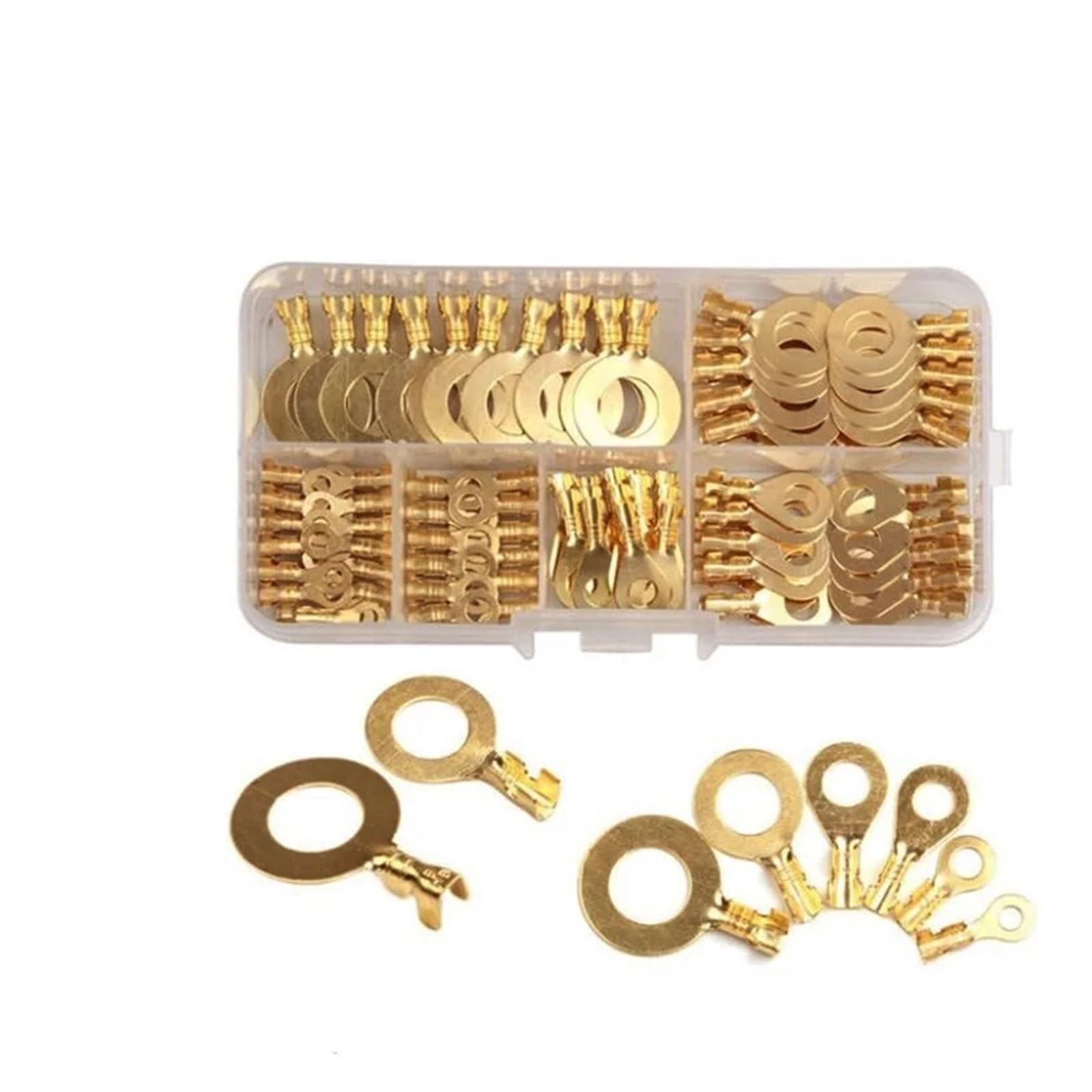 150pcs/set Round Terminal Block DJ431 O-type Lugs Terminals Cold-Pressed Connector Copper Tab Wiring Nose Combination Set(150PCS Golden) von SSOPTMCB