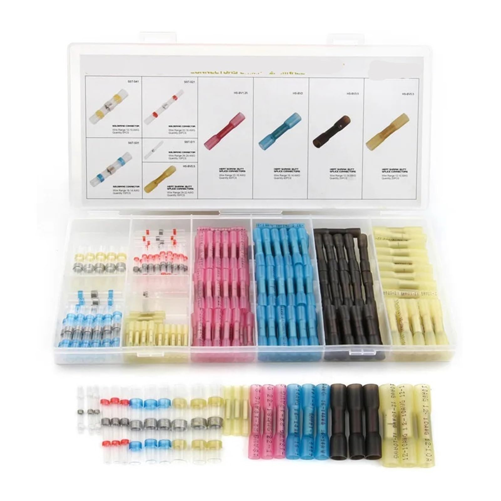 200pcs Assorted Terminators Heat Shrink Butt Splice Soldering Set Fullly Insulated Waterproof Crimp Terminal With Box von SSOPTMCB