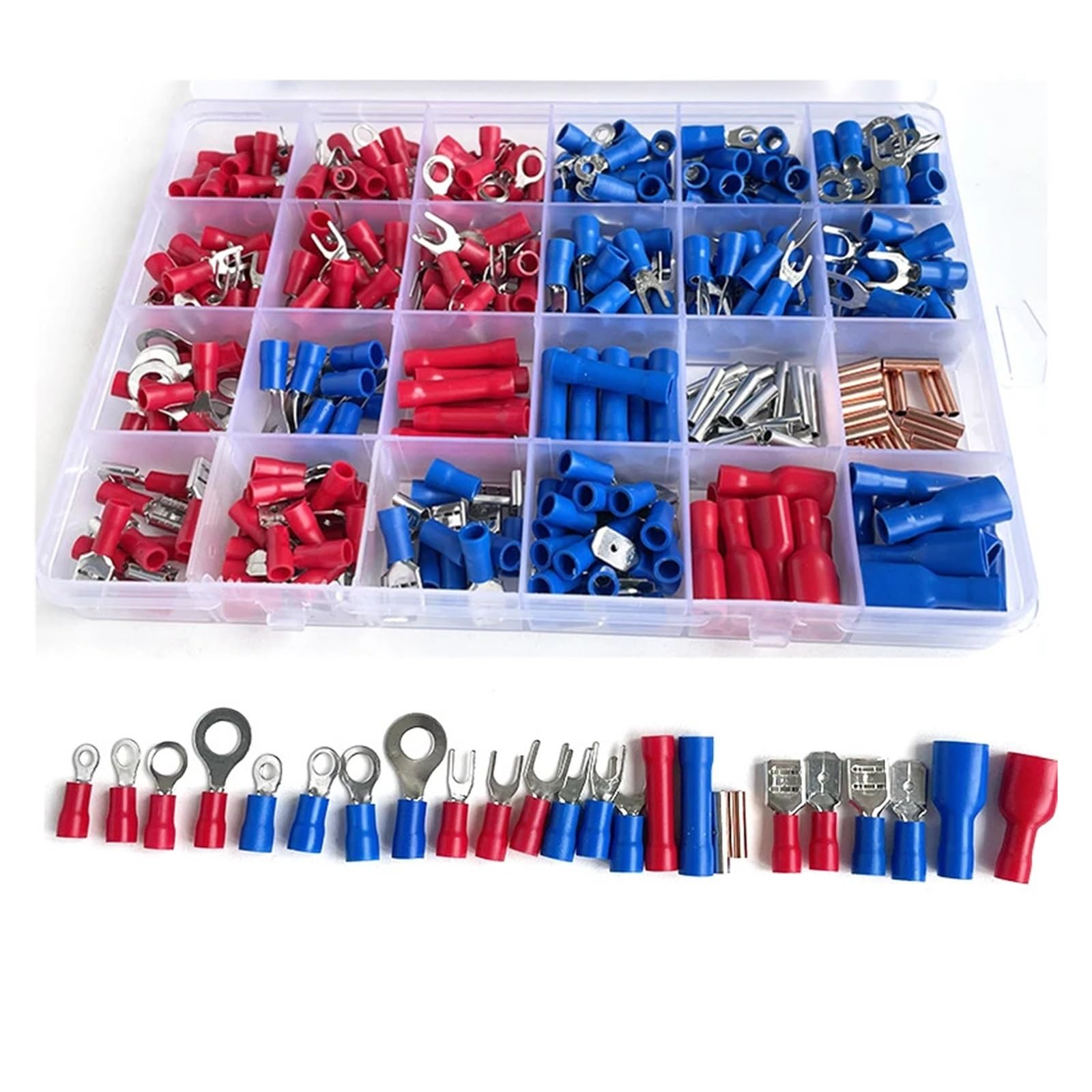 400 Pcs Insulated Wire Connectors Assorted Crimp Terminal Kit - Quick Disconnect Ring Spade Butt Fork von SSOPTMCB