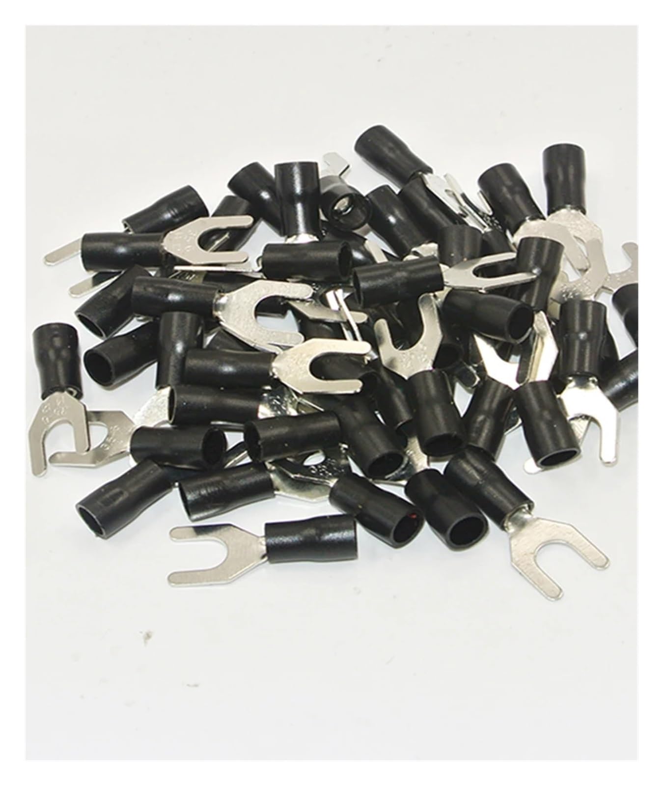 500PCS SV3.5-5 14-12AWG #10 Black Insulated Fork Wire Connector Electrical Crimp Terminal von SSOPTMCB