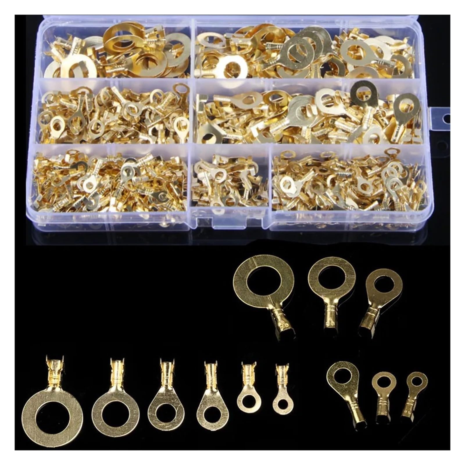 540PCS M3/M4/M5/M6/M8/M10 Ring Lugs Ring Eyes Copper Crimp Terminals Cable Lug Wire Connector Non-Insulated Assortment Kit von SSOPTMCB