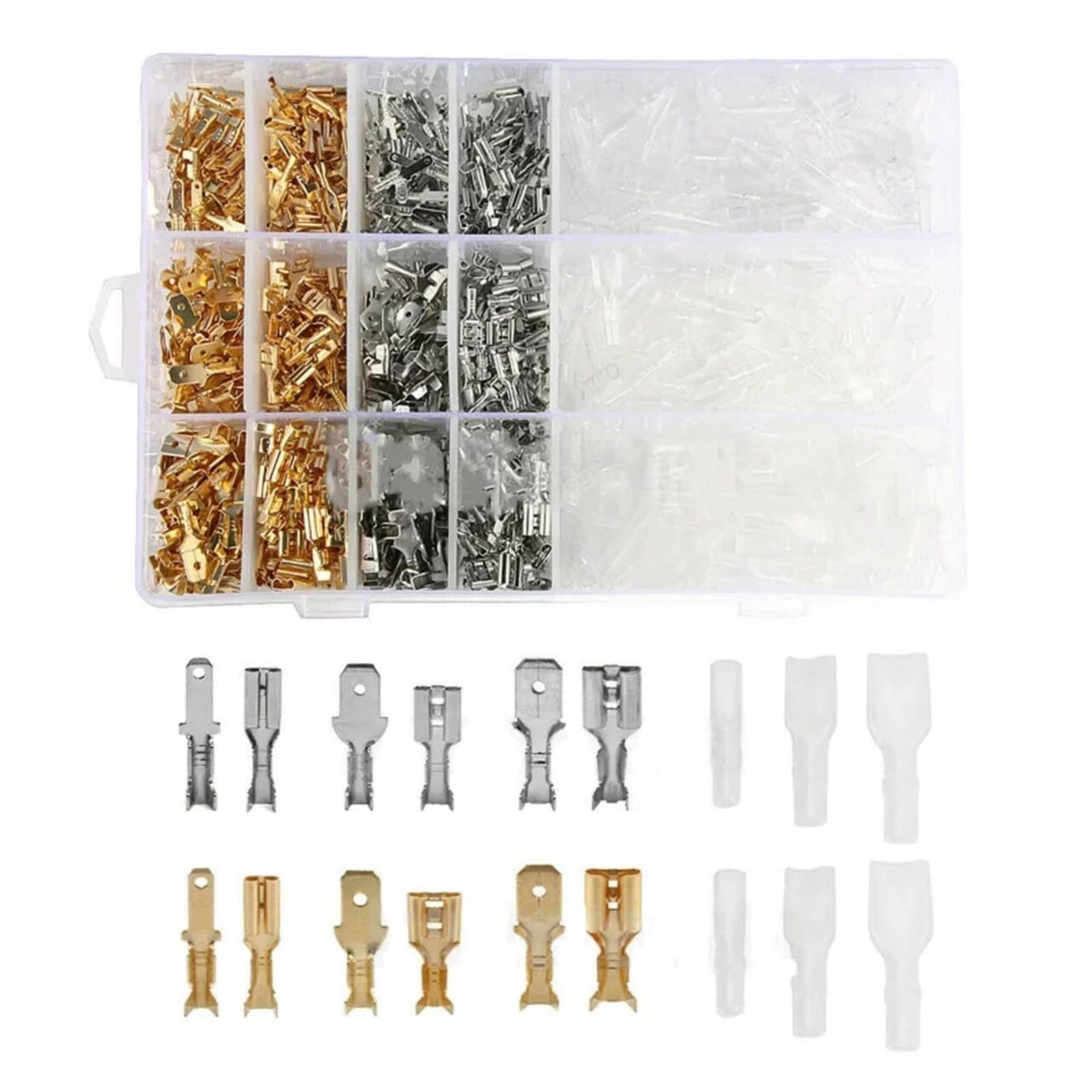 900pcs Flat Set Cable lugs Electrical Crimp Terminals connectors Assortment Flat Sleeves Wire Spade Connector von SSOPTMCB