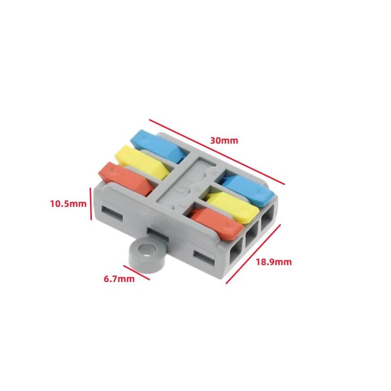 Quick terminal Small Cable Connector, 2 in 2 out, 3 in 3 out, Suitable For 0.08mm-2.5mm Wire, Splitter Conductor(LT-3 Ear,100pcs) von SSOPTMCB