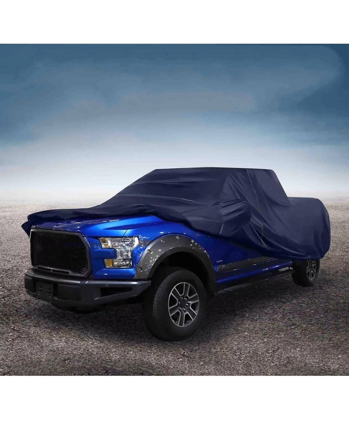 Auto abdeckplane Für Ford Für F150 Crew Cab Pickup 4 Tür 6,5 Fuß Bett 2004-2021 Pickup Truck Abdeckung Sonne Regen Schnee 190T PU Auto vollgarage(Navy Blue) von SSUYGF