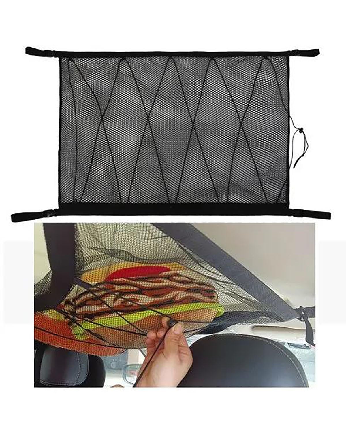 Netztasche Doppelschichtiges Aufbewahrungsnetz Decke des Autos Tasche Dachtasche Innenfracht, Verstellbares Netz, Kleinigkeiten, Organizer, Aufbewahrungstaschen Auto Aufbewahrungsnetz(with Rope) von SSUYGF