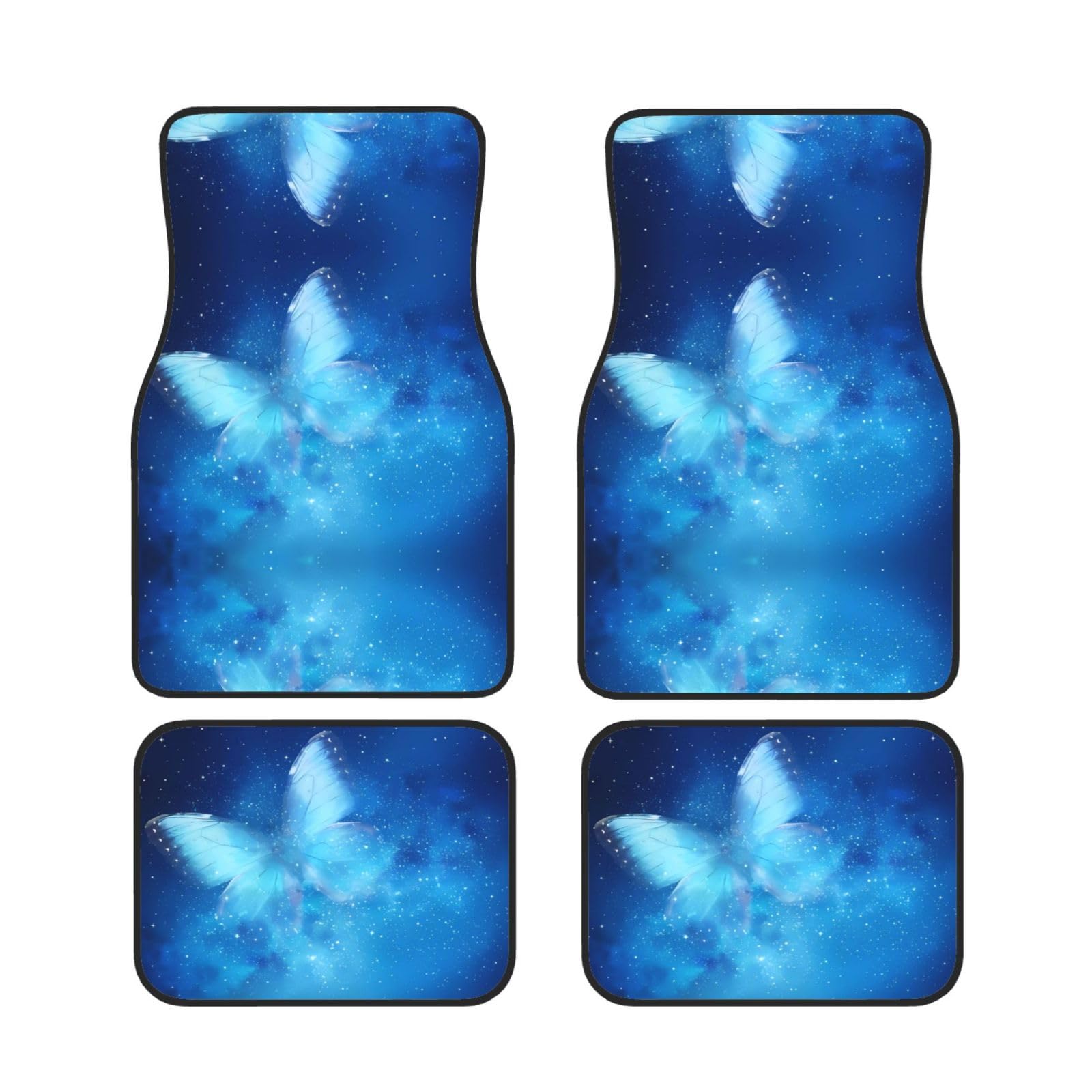 Universal Blue Starry Butterfly Print Auto Fußmatten - 4-teiliges Set, Gummi-Rückseite, passend für die meisten Autos, LKWs, SUVs, Vans von SSYGHT