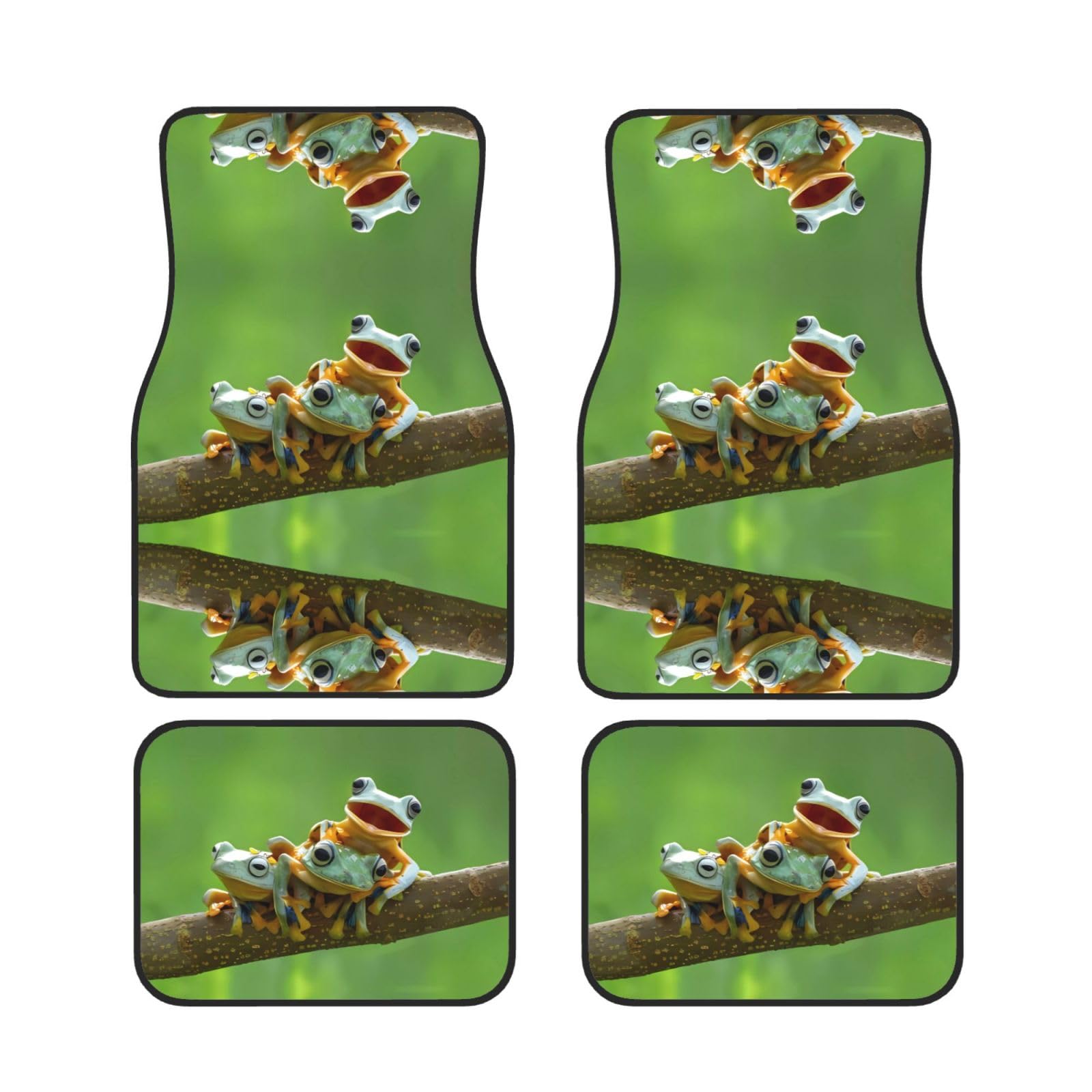 Universal Cute Frogs Print Auto Fußmatten - 4-teiliges Set, Gummi-Rückseite, passend für die meisten Autos, LKWs, SUVs, Vans von SSYGHT