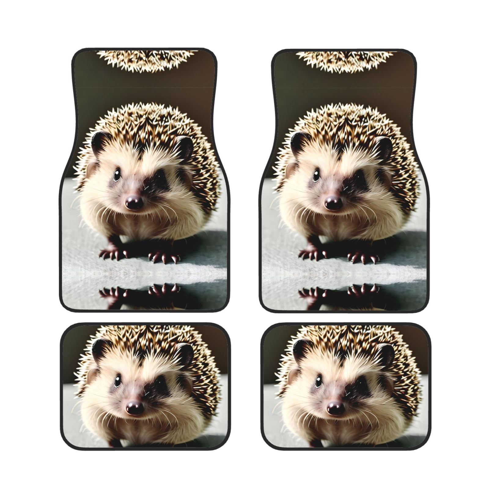 Universal Cute Igel Print Auto Fußmatten - 4-teiliges Set, Gummi-Rückseite, passend für die meisten Autos, LKWs, SUVs, Vans von SSYGHT