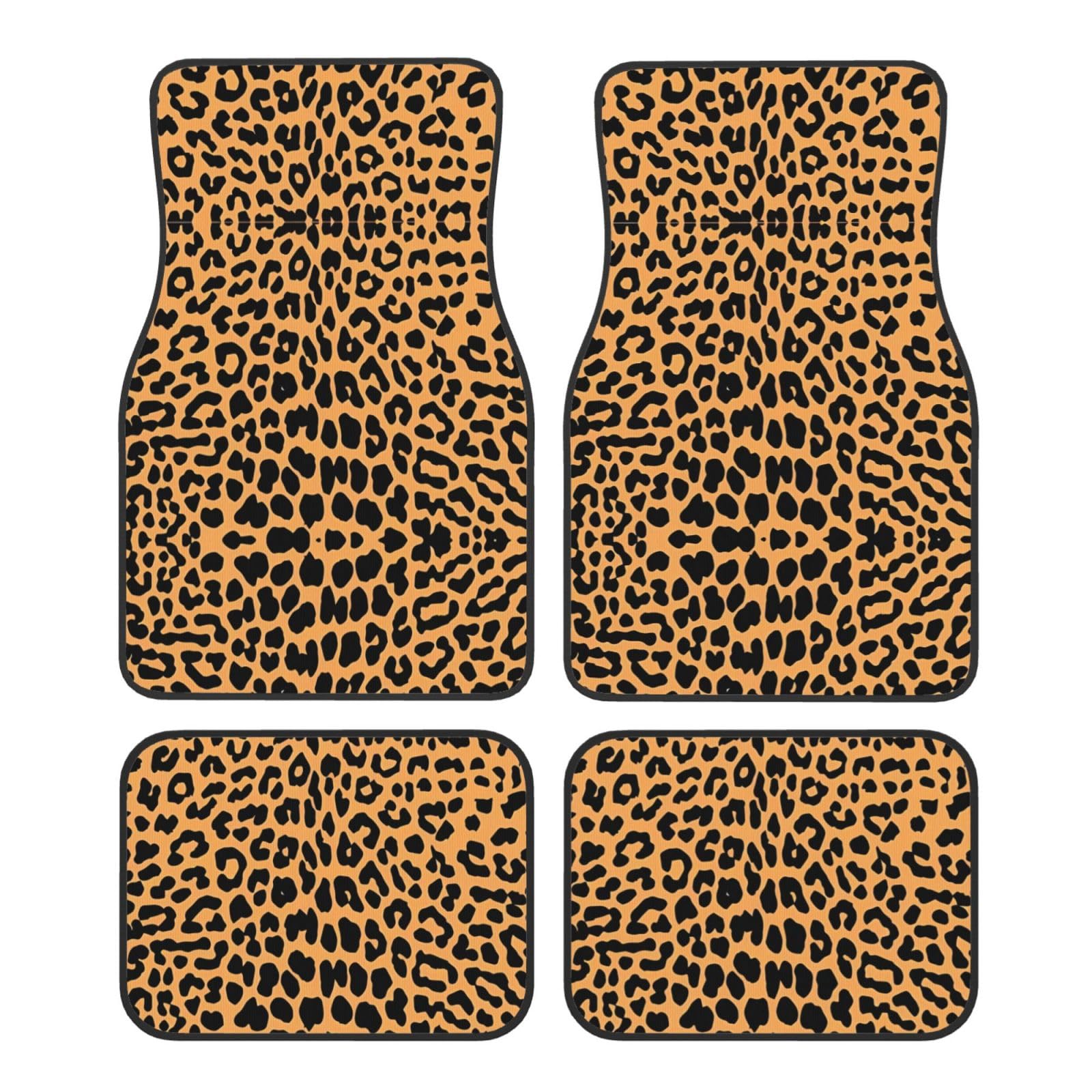 Universal Leopard Print Auto Fußmatten - 4-teiliges Set, Gummi-Rückseite, leicht zu reinigen, passend für die meisten Autos, SUVs und LKWs von SSYGHT