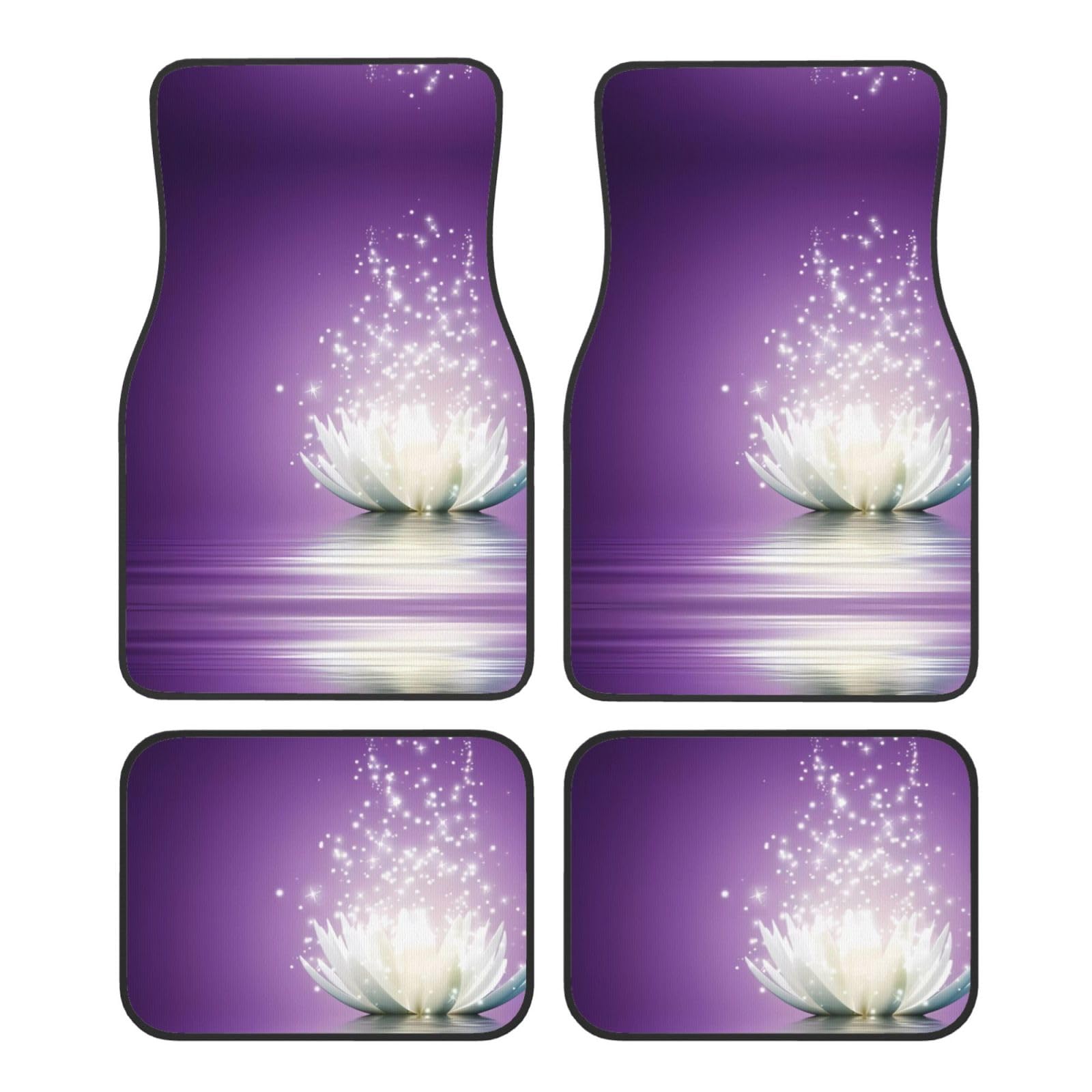 Universal Lotus Flower Purple Print Auto Fußmatten - 4-teiliges Set, Gummi-Rückseite, leicht zu reinigen, passend für die meisten Autos, SUVs und LKWs von SSYGHT