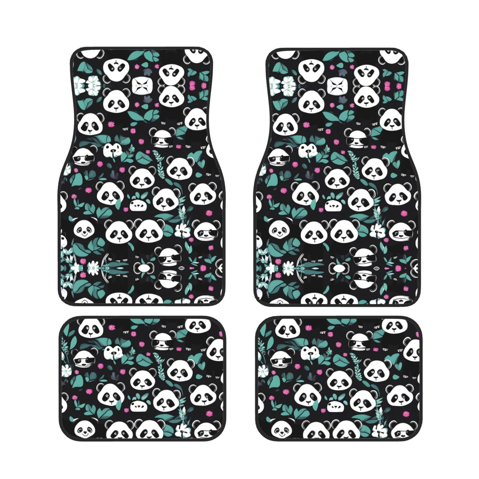 Universal Panda Cute Face Print Auto Fußmatten - 4-teiliges Set, Gummi-Rückseite, passend für die meisten Autos, LKWs, SUVs, Vans von SSYGHT